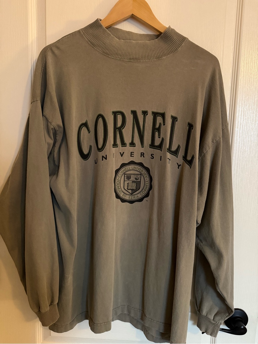 Vintage Cornell University Olive Graphic Long Sleeve T-shirt